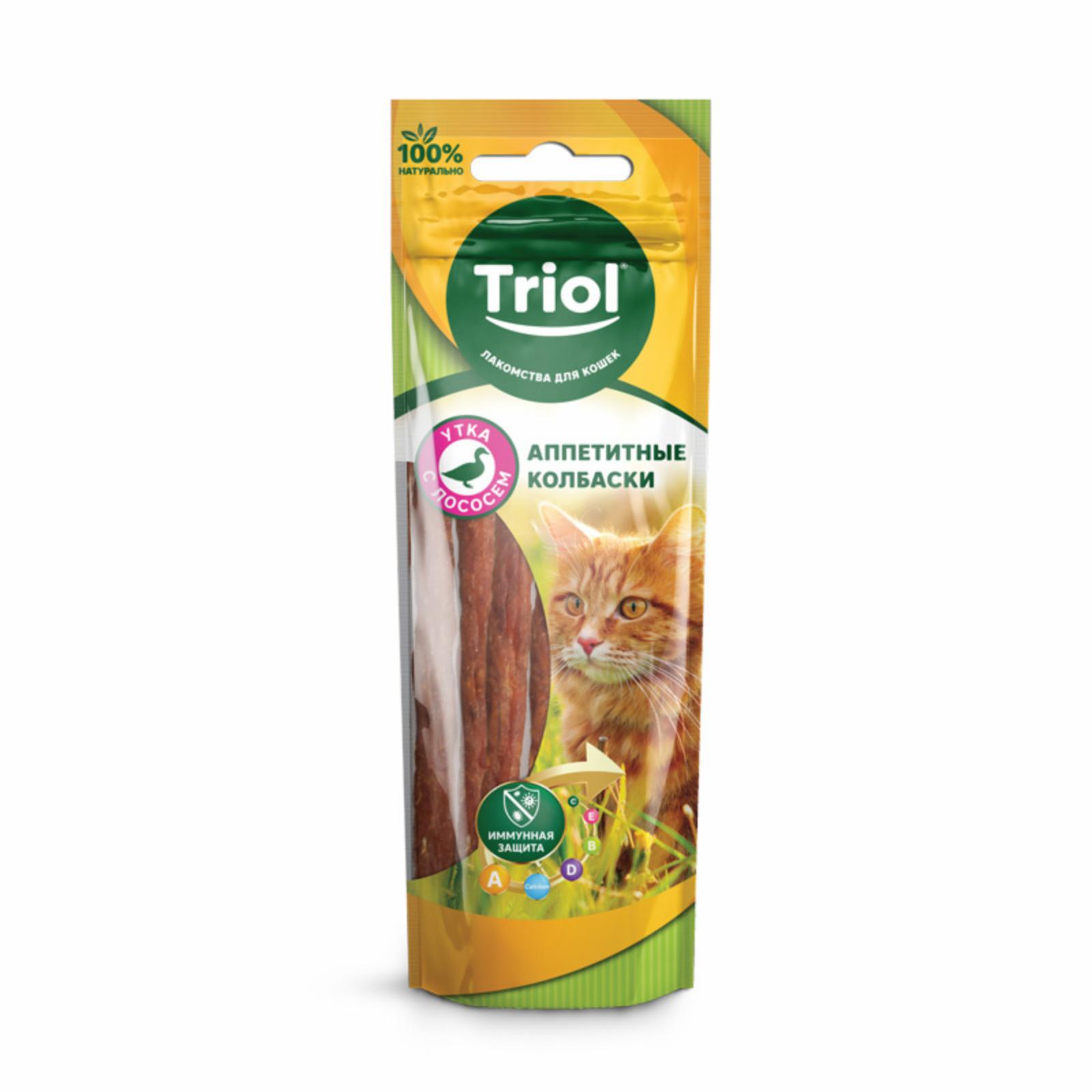  Triol (лакомства) аппетитные колбаски из утки с лососем для кошек (40 г)