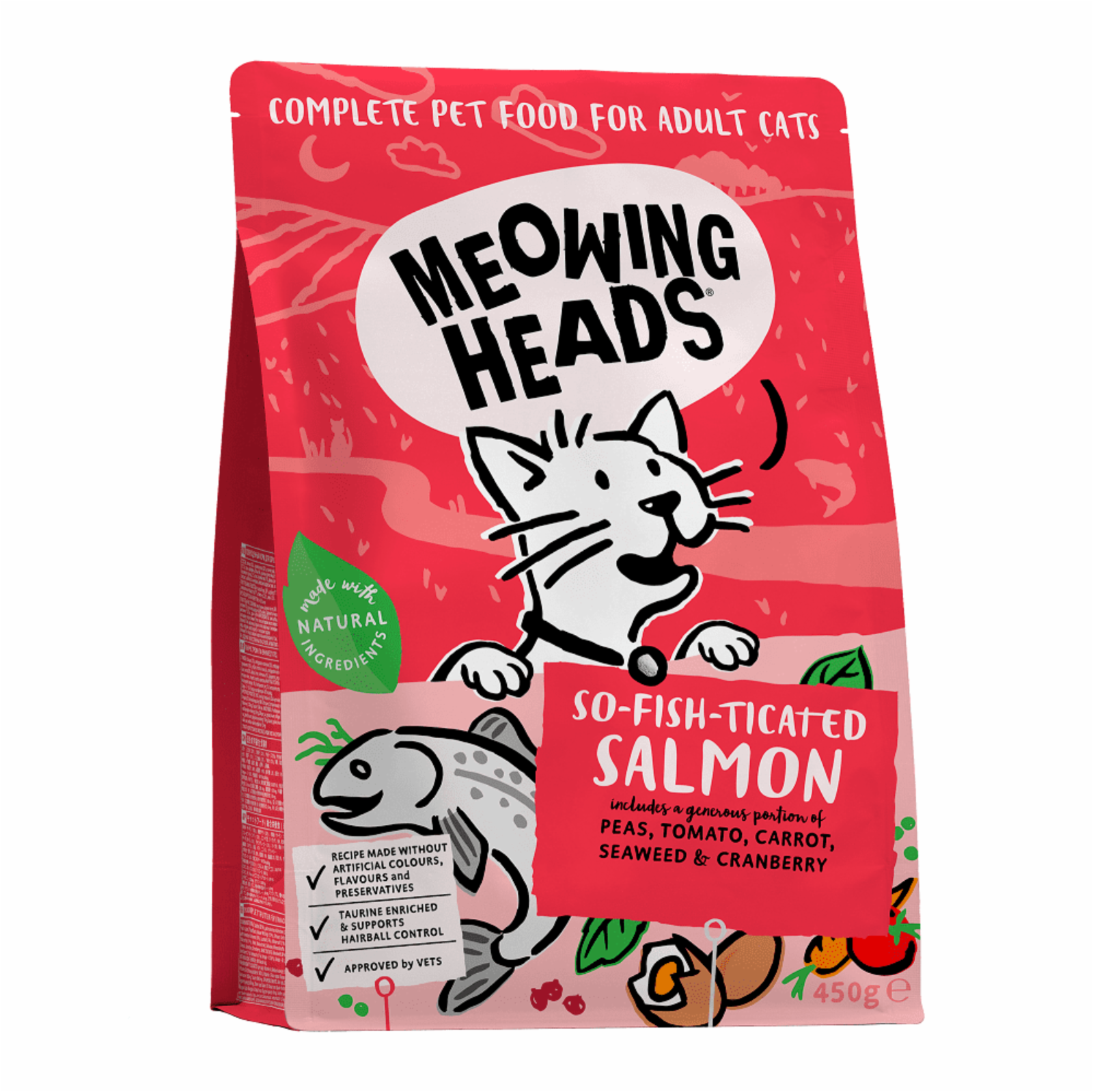 Meowing Heads для взрослых кошек, с лососем, курицей и рисом Фиш-гурман (1.5 кг)