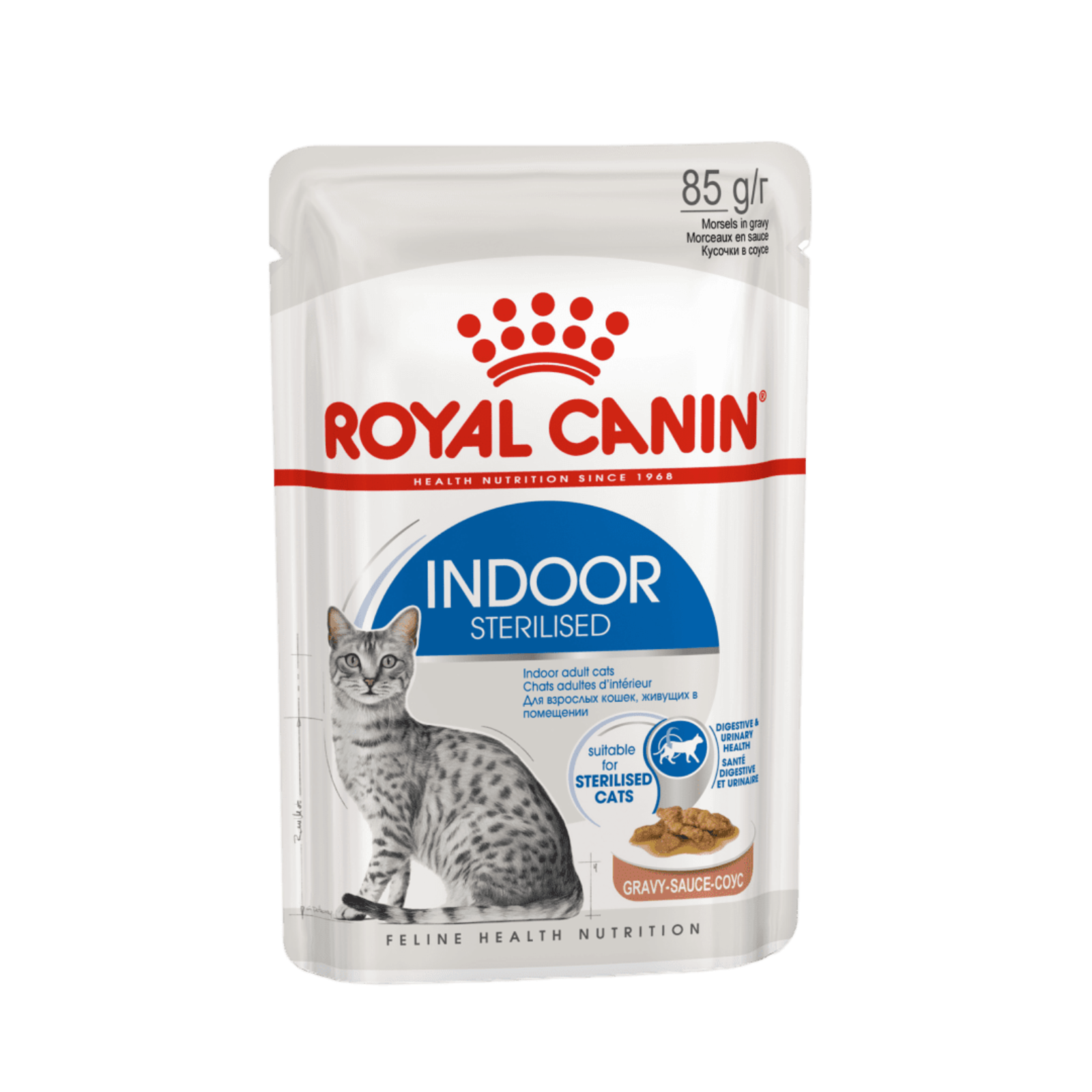 Royal Canin паучи для взрослых стерилизованных кошек, живущих в помещении, кусочки в соусе, Indoor Sterilised (28 шт)