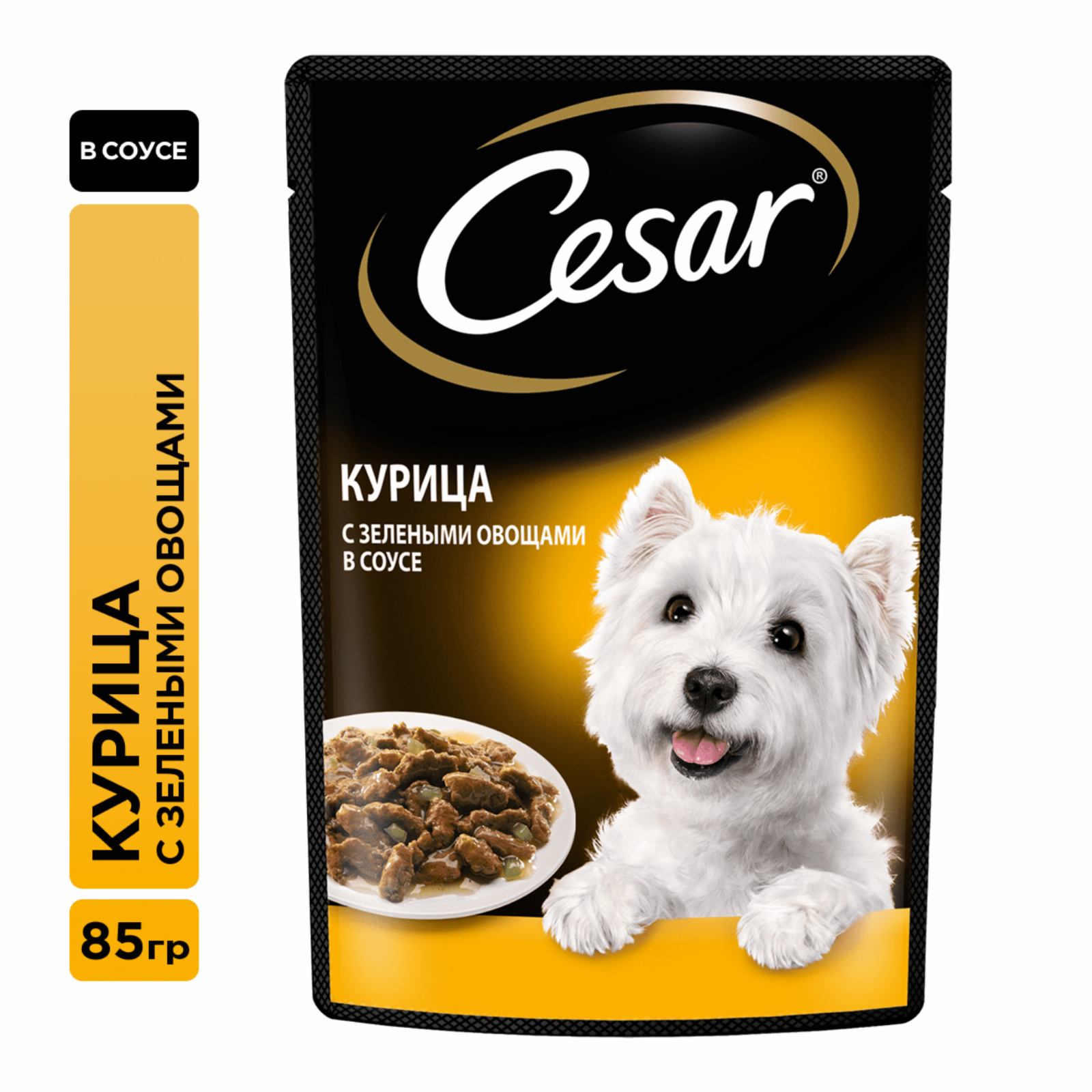 Cesar влажный корм Cesar для взрослых собак, с курицей и зелеными овощами в соусе (85 г)