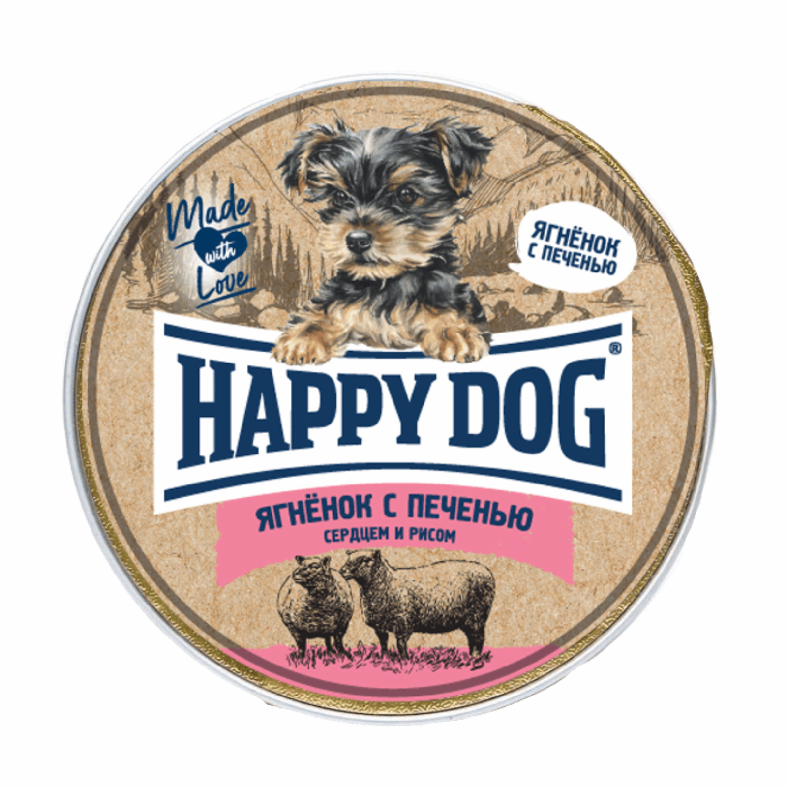 Happy dog паштет  Янёнок с печенью, сердцем и рисом (125 г)