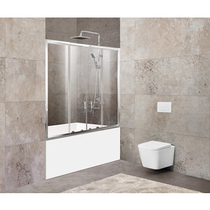 Шторки для ванной Шторка для ванны BelBagno Unique VF-2 190x140 прозрачная, хром (UNIQUE-VF-2-150/180-140-C-Cr)