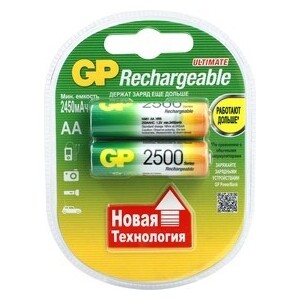 Аккумуляторы GP AA, 250AAHC, NiMH 2500mAh (2шт)