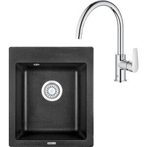 Кухонная мойка и смеситель Granula GR-4201 черная, Grohe BauEdge 31367001