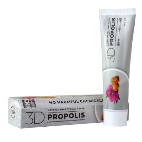 Зубные пасты  9 Монахов Зубная паста с лавитолом и красным клевером «3D PROPOLIS» 100 мл., Жива