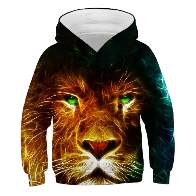 Children's Hoodie Sweatshirt Boys And Girls Fashion Colourful Galaxy Lion 3D Print Hoodies Autumn Kids Oversized Cool Top