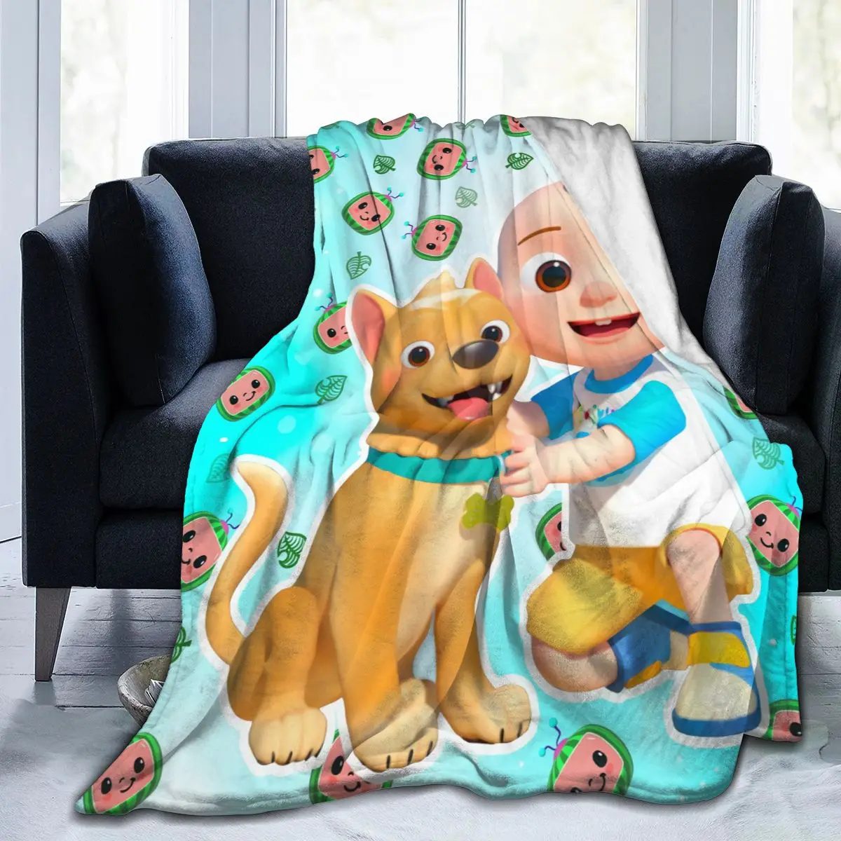 Home Textile  AliExpress 5D-Printed Blanket Coco Melon Flannel Blanket Bed Throw Soft Cartoon Printed Bedspread Bedspread Sofa Gift0