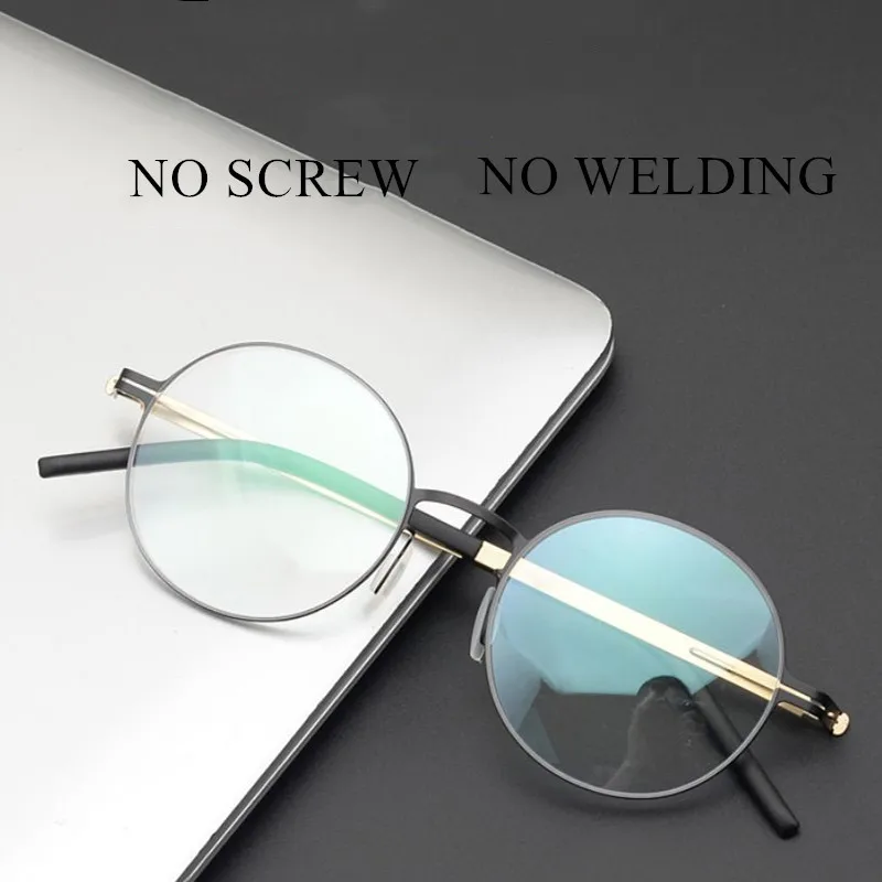 2021 New German Brand Design Medical Stainless Steel Glasses Men Retro Round Eyeglasses Women Lightweight Spectacle Frame Kayo