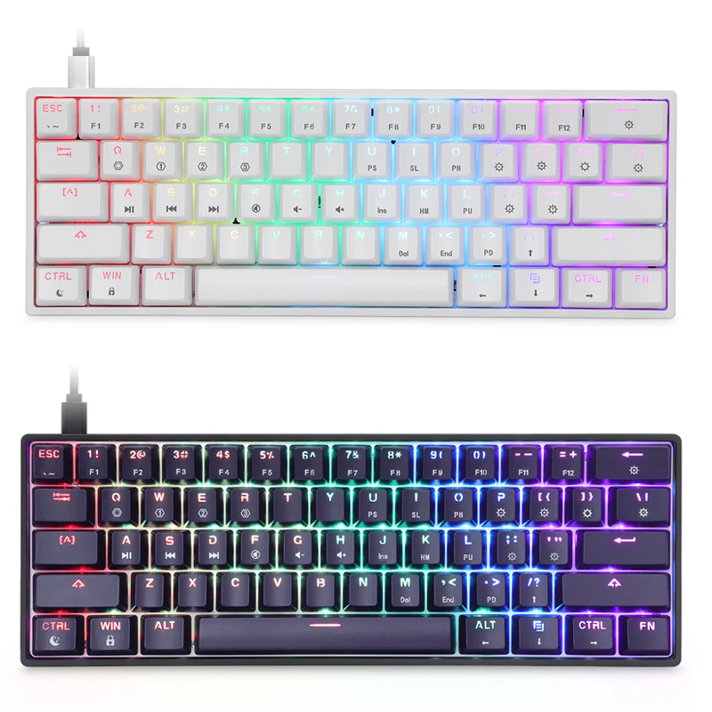 GK61 SK61 61 Key Mechanical Keyboard USB Wired Bluetooth LED Backlit Axis Gaming Gateron Optical Switches For Desktop Dropship