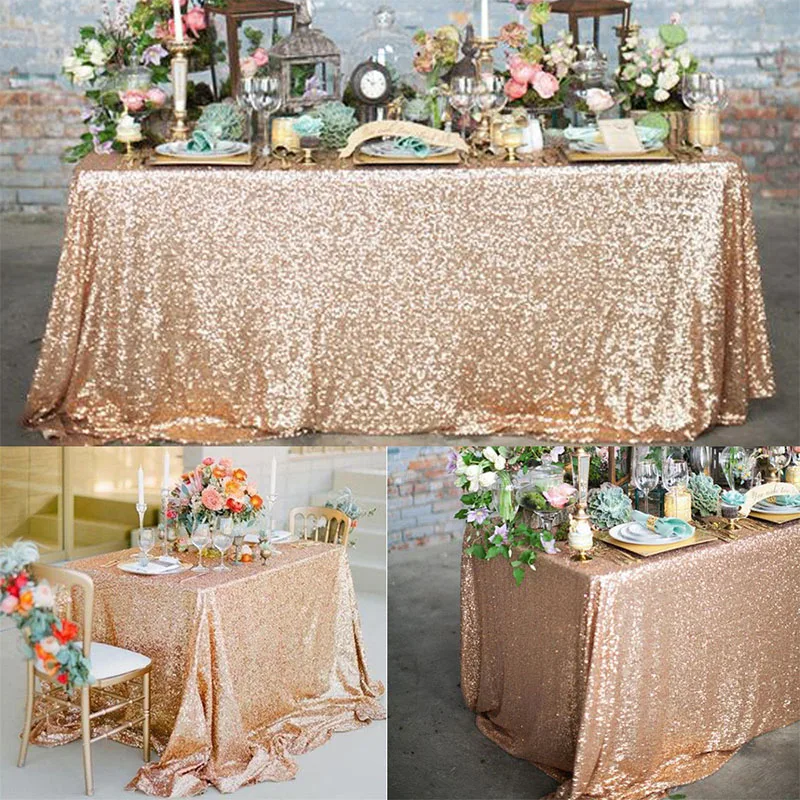 1pcs180x120cm Rectangular Table Cover Glitter Sequin Table Cloth Rose Gold Tablecloth For Wedding Birthday Party Home Decoration