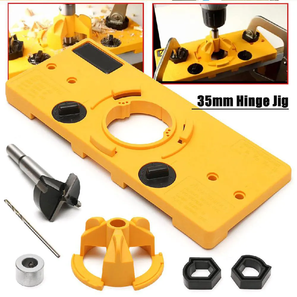 Tool Parts Concealed 35MM Cup Style Hinge Jig Boring Hole Drill Guide & Forstner Bit Wood Cutter Carpenter Woodworking DIY Tools