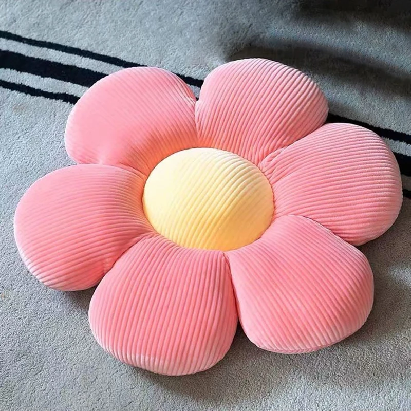 Home Textile Stuffed Six Petal Flower Cushion Girly Room Decor Sunflower Pillow Bay Window Pink Flower Setting for Kids Bedroom Seat Pillow