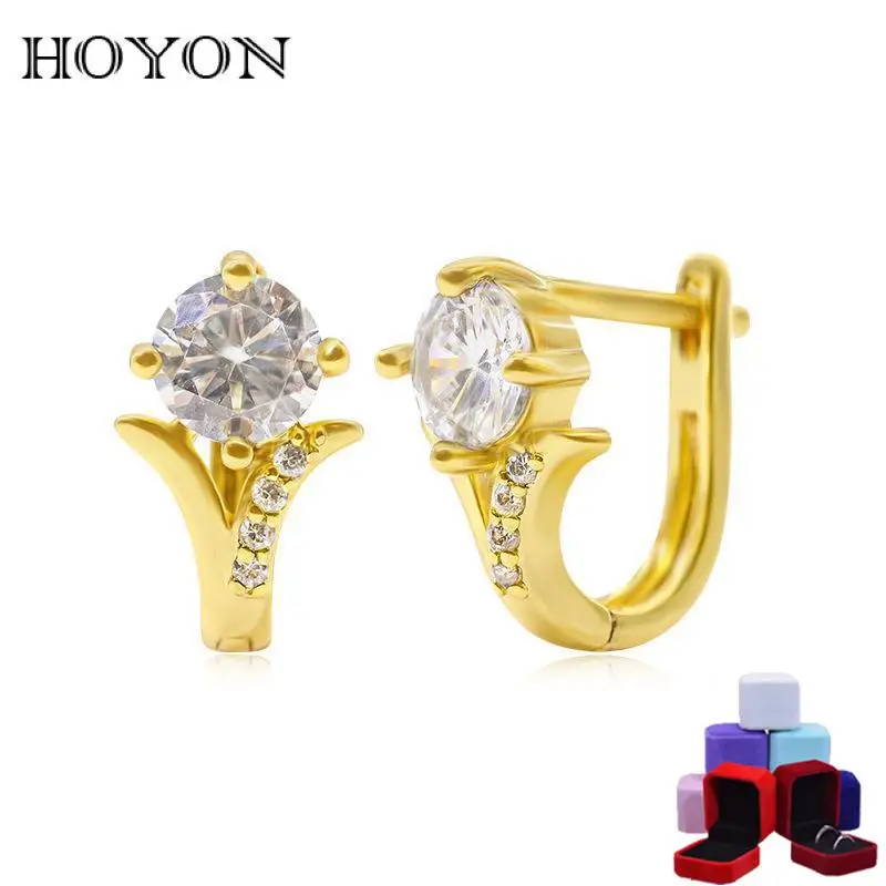 HOYON 18K Gold Color Office Earrings for Women Wedding Gift Jewelry Diamond Aaa Zircon Ins Style for Party Free Shipping