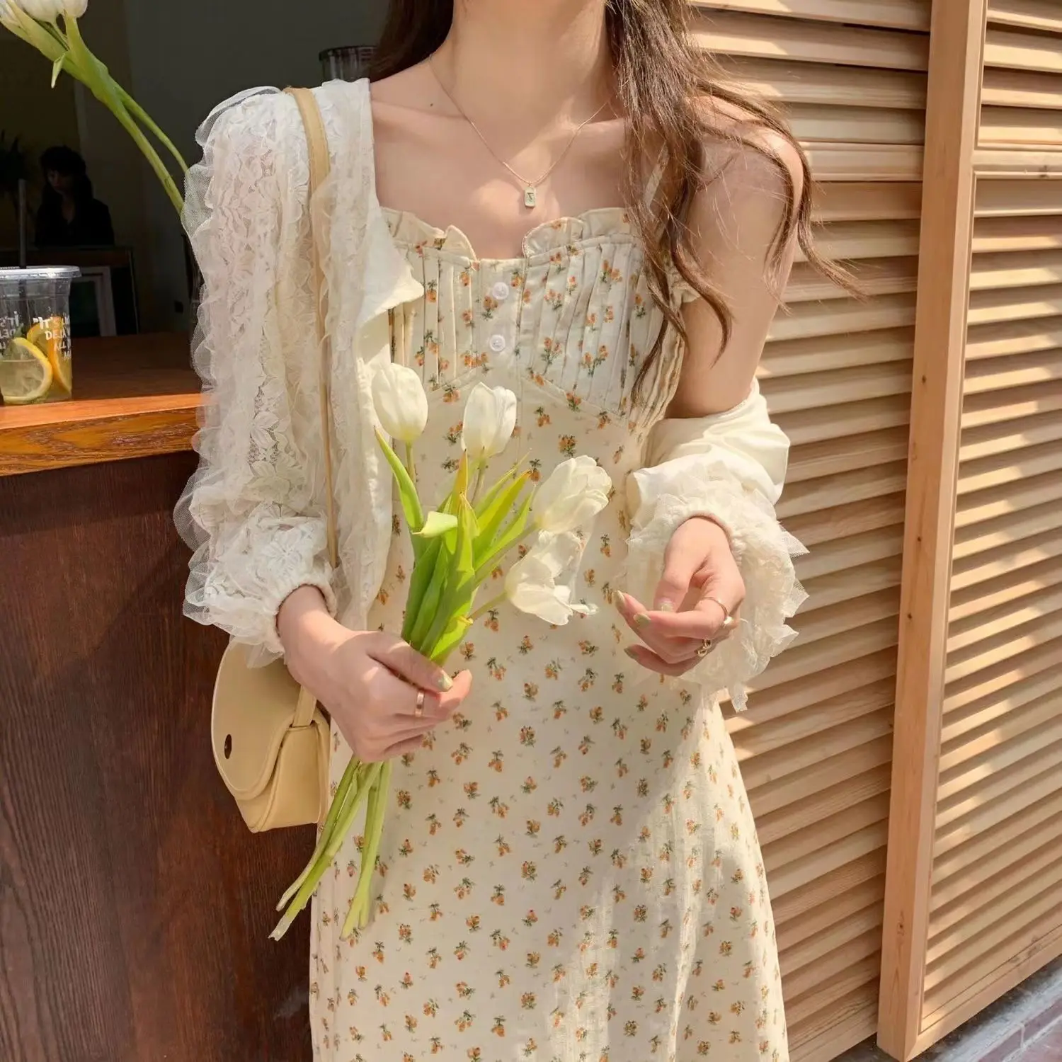 Dresses  AliExpress Sling Dress 2022 Autumn New Pure Wind Sexy Floral Skirt Super Fairy Student Sen Department Of Tea