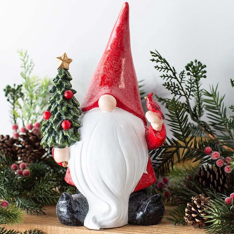 Xmas Tree Santa Claus Figurine Home Decorative Figures Resin Craft Ornament Merry Christmas Decoration For Home New Year's Decor