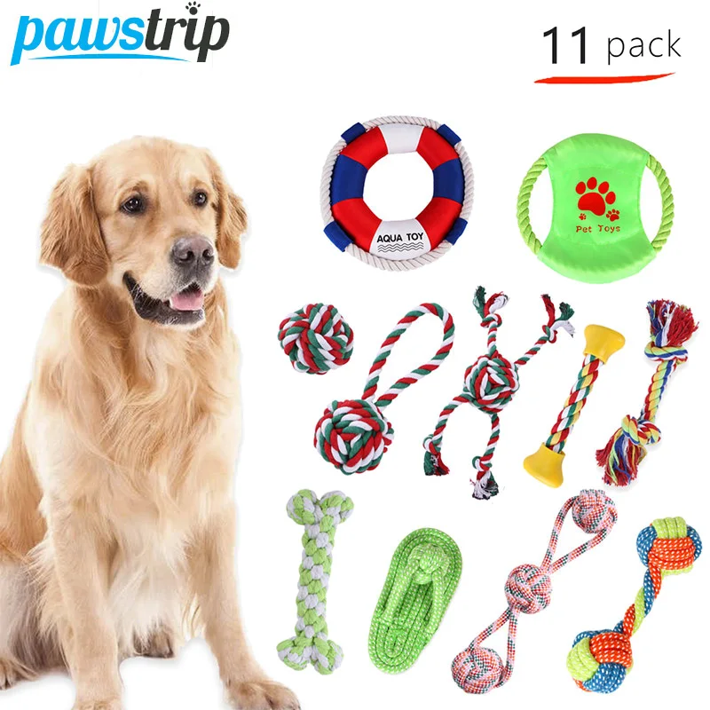 11Pcs/set Pet Dog Toys Cotton Rope Dumbbell Puppy Cleaning Teeth Chew Toy for Small Medium Large Dogs Pet Supplies
