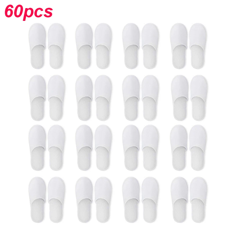 Household Merchandises Disposable Slippers 60 Pairs Closed Toe Disposable Slippers Fit Size for Men and Women for Hotel Spa Guest Used wholesal