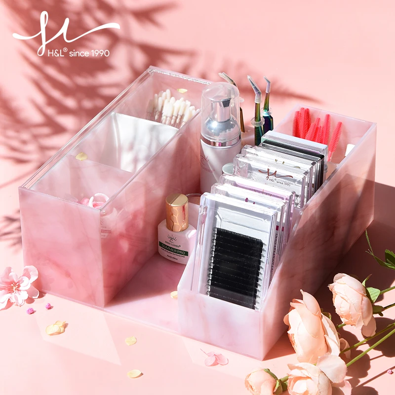 Makeup H&L fine  lashes induction supplies Pink storage box Imported acrylic eyelash tool finishing box