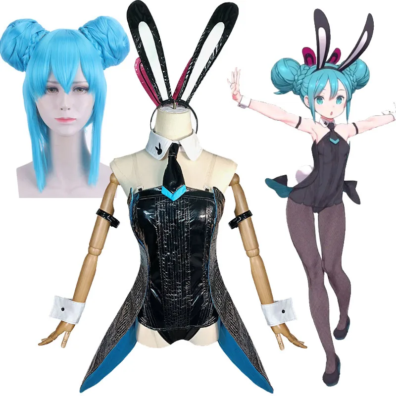 Vocaloid Miku Cosplay Costume Bunny Girl Tights Female Sexy and Cute Bodysuit Accessories Virtual Idol Miku Wig Headgear