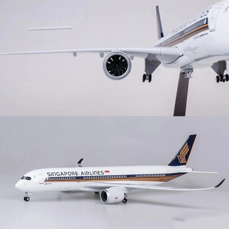 47CM 1/142 Skala Pesawat Airbus A350 Singapore Airlines Model W Lampu & Roda Diecast Resin Plastik Pesawat Koleksi Dekorasi