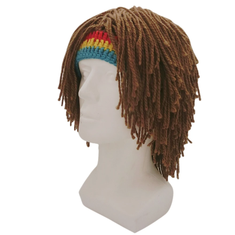 Rasta Wig Cap Beanie Hat Jamaica Rasta Handmade Cap Reggae Dreadlocks Africa Roots Wig Bob Marley Hip Hop Cap Party