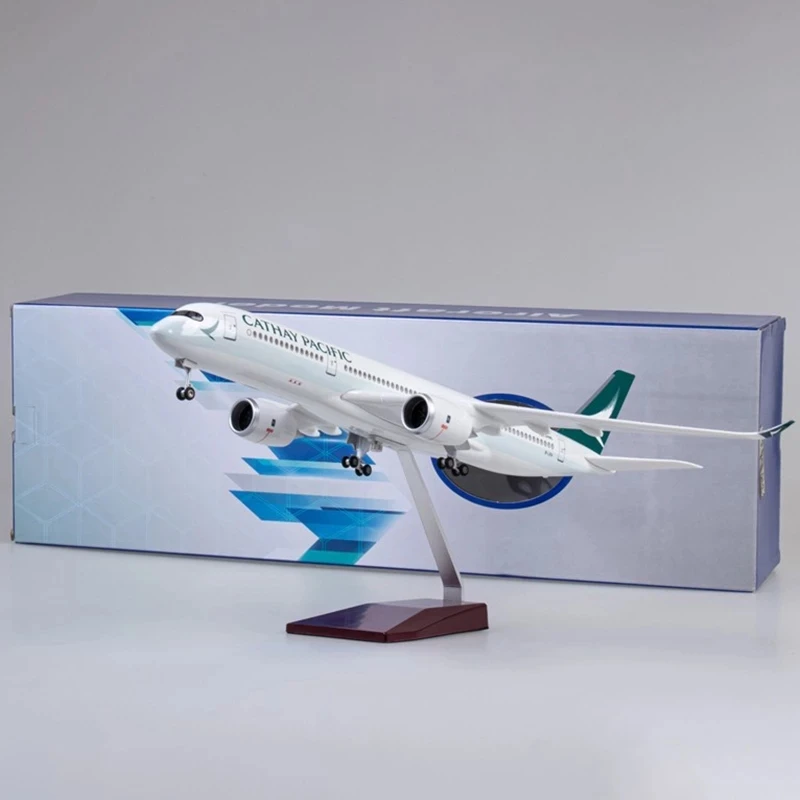 47CM 1/142 Scale Airplane A350 B747 Cathay Pacific Airline Model W Light Landing Gears Diecast Resin Plane For Collection