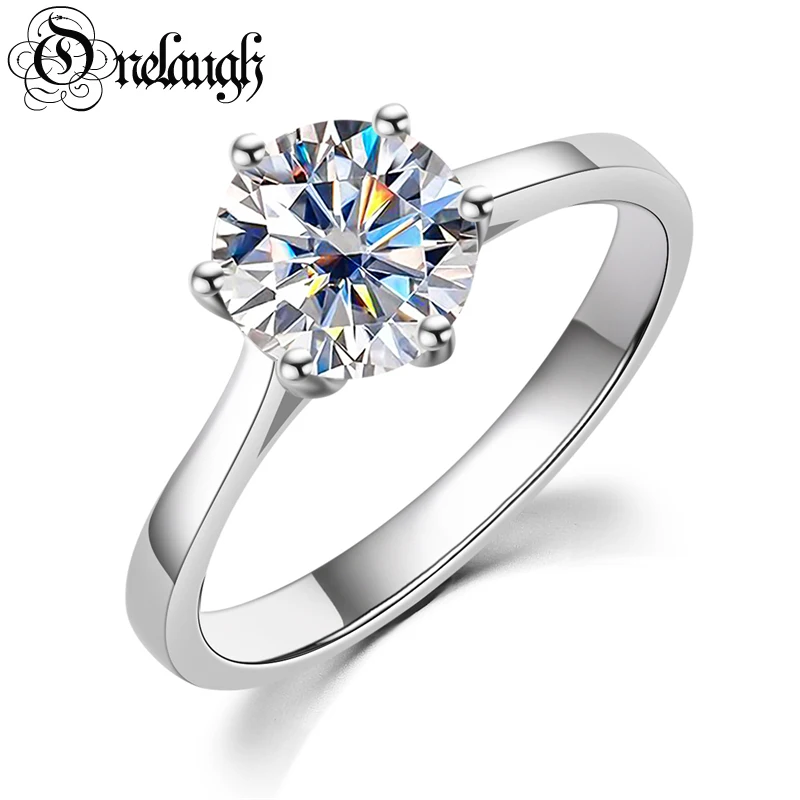 Onelaugh 2 Carat D Color Moissanite Solitaire Wedding Ring for Women 18K Gold Plated 925 Sterling Silver Engagement Wedding Ring