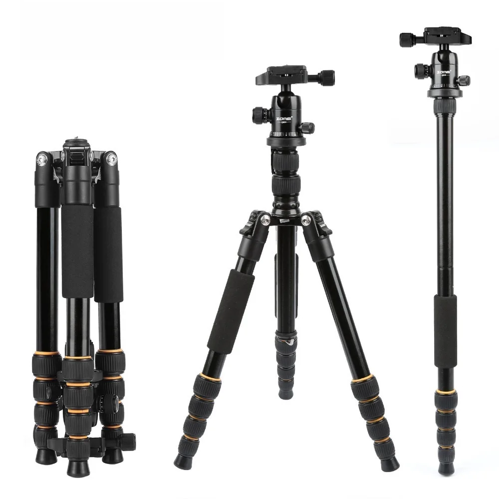 2022. Lightweight Portable Q666 Professional Travel Camera Tripod tripode aluminum tripod Head Monopod for digital DSLR camera