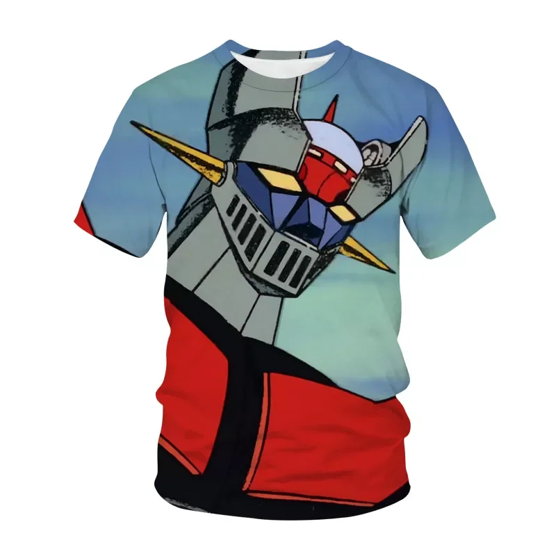 mazinger z anime movie robot streetwear 3d print t-shirt fashion casual t-shirt