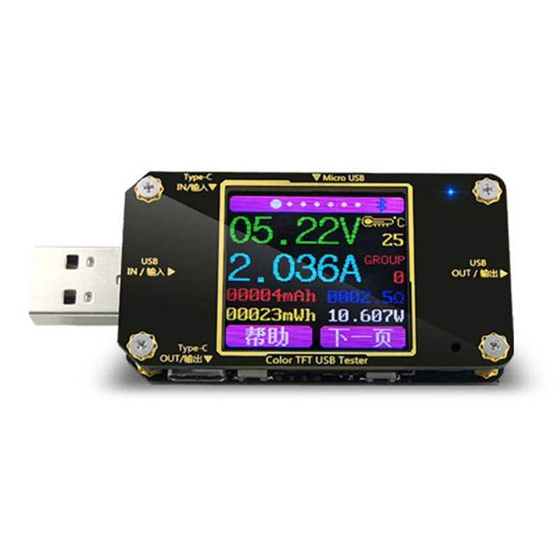 A3 USB tester Color Type-C Digital voltmeter dc voltage current meter ammeter detector power bank charger indicator