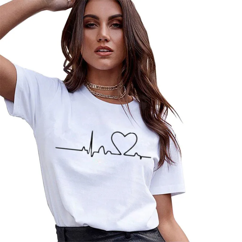 2022 New Women T-shirts Casual Harajuku Love Printed Tops Tee Summer Female T shirt  Short Sleeve T shirt For Women Clothing