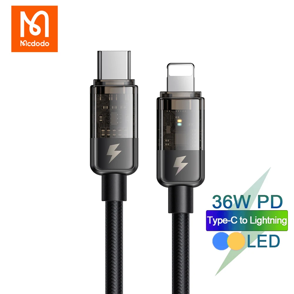 Mcdodo Type C to Lightning Cable for iPhone 14 13 12 11 Pro Max Phone Charge Data Sync Cord iOS Smart Fast Charging Chargr Line