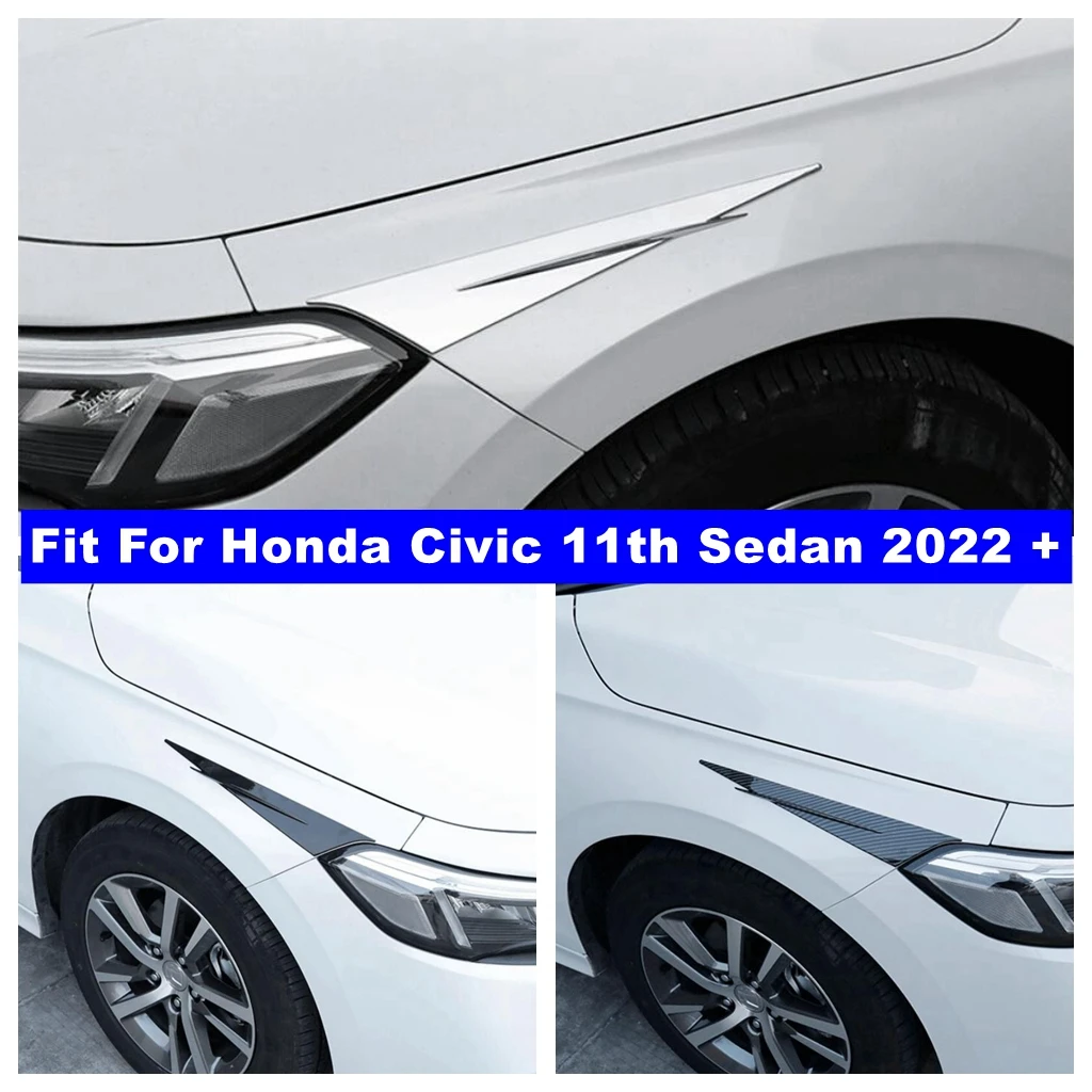 Carbon Fiber / Chrome Car Headlight Eyebrow Cover Trim Head Lamps Eyelid Exterior Accessories Fit For Honda Civic 11th 2022 2023