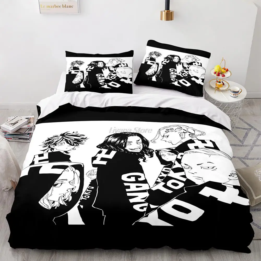 Tokyo Revengers Bedding Set Single Twin Full Queen King Size Tokyo Avengers Bed Set Aldult Kid Bedroom Duvetcover Sets 3D 041