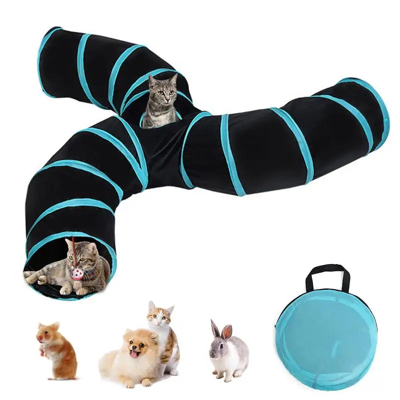 Cat Tunnel For Indoor Cats Collapsible 3 Ways Cat Play Tent Interactive Toy Cat Tunnels Crinkle Play Toys Tube Fun For Rabbits