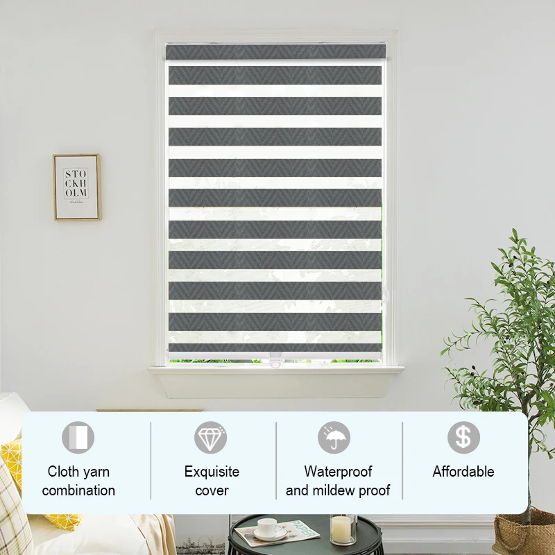 Home Decor Canada Window Blackout Dual Roller Shades Custom Size High Quality Cordless Zebra Blinds for Office Room office bedroom