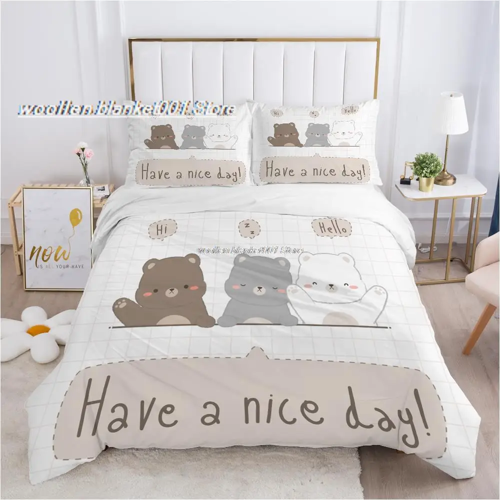 Children Bedding set for Kids Baby Child Girls boy140x200 Single Quilt/Comfortable/Duvet Cover Set Bed Linens Cute bear