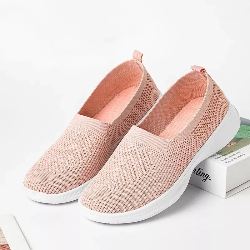 flats sneakers 2022 mesh breathable flat caual shoes women sneakers fashion solid color walking shoes female