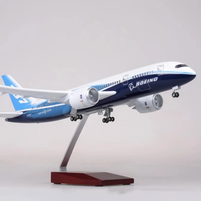 47CM Airplane Model Toys 787 B787 Dreamliner Aircraft Model With Light and Wheels Landing Gears 1/130 Scale Diecast Resin Plane