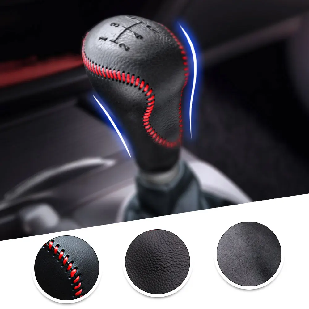 Leather Gear Shift Knob Handle Cowhide Cover Hand-sewn For Honda Ciimo 11-15 Interior Accessories