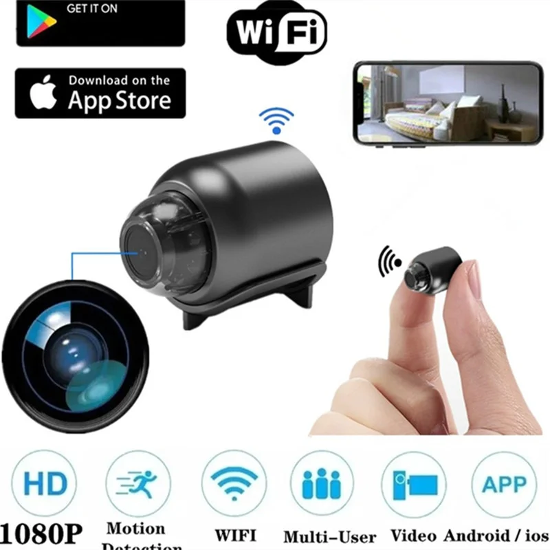 1080P Mini Camera Wireless Wifi Surveillance Home Security Night Vision Detection Motion Camera Baby Monitor Wide Angle Camera