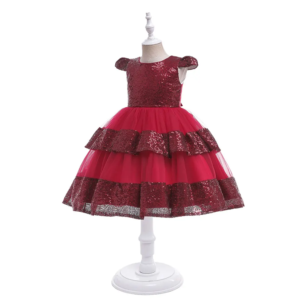 Children's Clothing Sequined Robe Princesse Fille A Line Ball Party Christmas Dress For Girls Knee Length Kids Clothes Birthday Vestido Navidad Niña