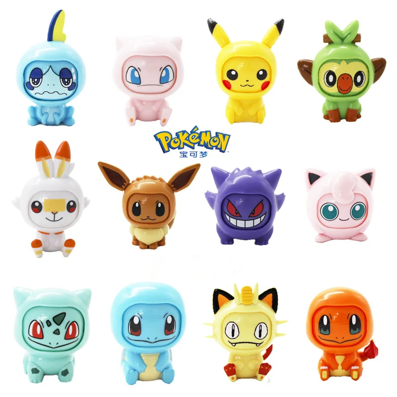 Pokemon Pikachu Bulbasaur Pokeball Set Eevee Gengar Mewtwo Action Figure Model Face-changing Doll Elf Ball Toys For Kids Gift