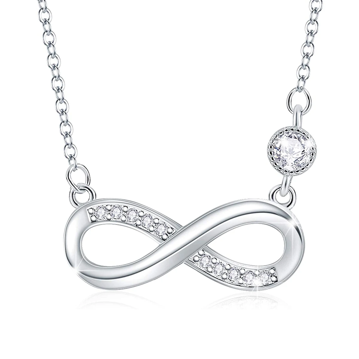 Infinity Pendant Necklace for Women 925 Sterling Silver Cubic Zircon Love Necklace Fine Jewelry White Gold / Rose Gold Plated