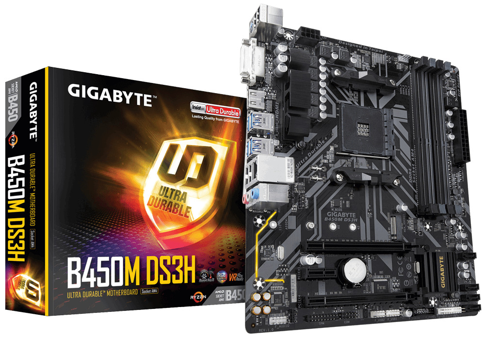 Материнская плата Gigabyte AM4 AMD B450 B450M DS3H