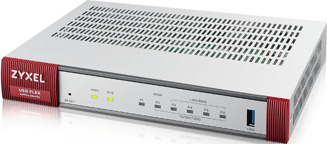 Межсетевой экран Zyxel ZyWALL USG FLEX 100 с набором подписок на 1 год (AS,AV,CF,IDP), 2xWAN GE (1xRJ-45 и 1xSFP), 1xOPT GE (LAN/WAN), 3xLAN/DMZ GE, 1