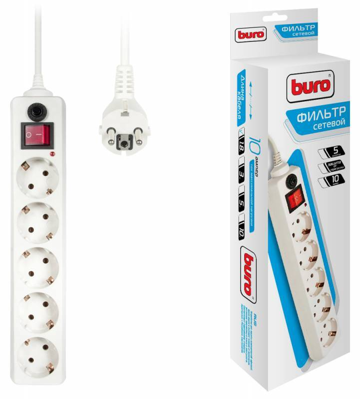 Сетевой фильтр Buro Сетевой фильтр 500SH-1.8-W