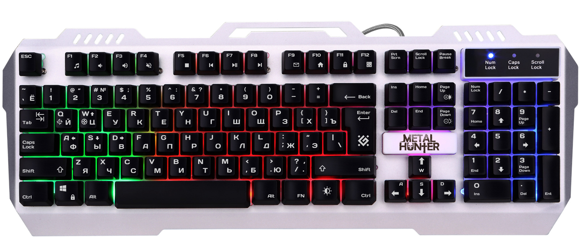 Defender Проводная игровая клавиатура Metal Hunter GK-140L RU,RGB подсветка,19 Anti-Ghost
