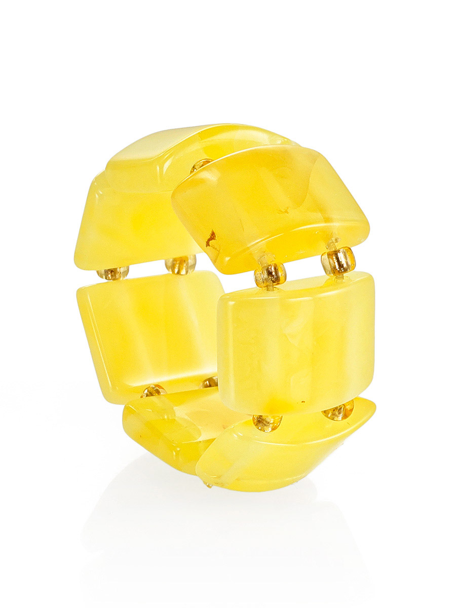 Кольцо из янтаря светло-медового цвета на резинке