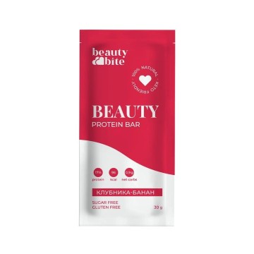 BeautyBite, Батончик протеиновый «Beauty Protein Bar» клубника-банан, 30 г